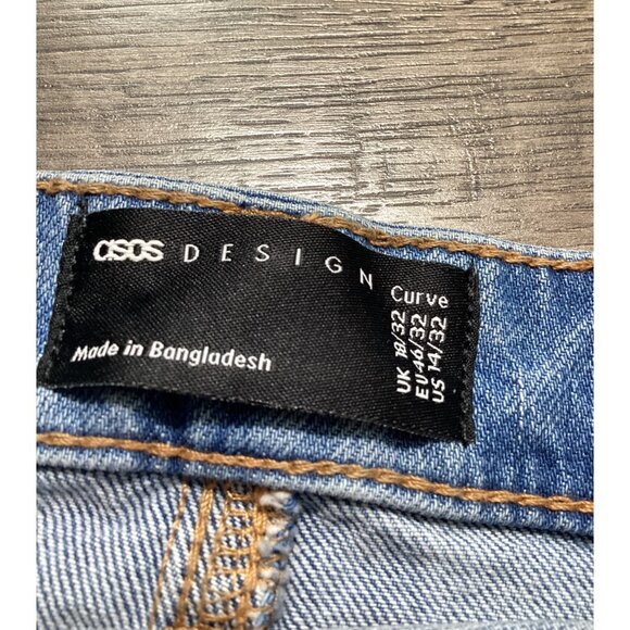 ASOS Design Curve High-Waisted Jeans Size 14/32 Light Wash Casual Denim Womens - Picture 2 of 10
